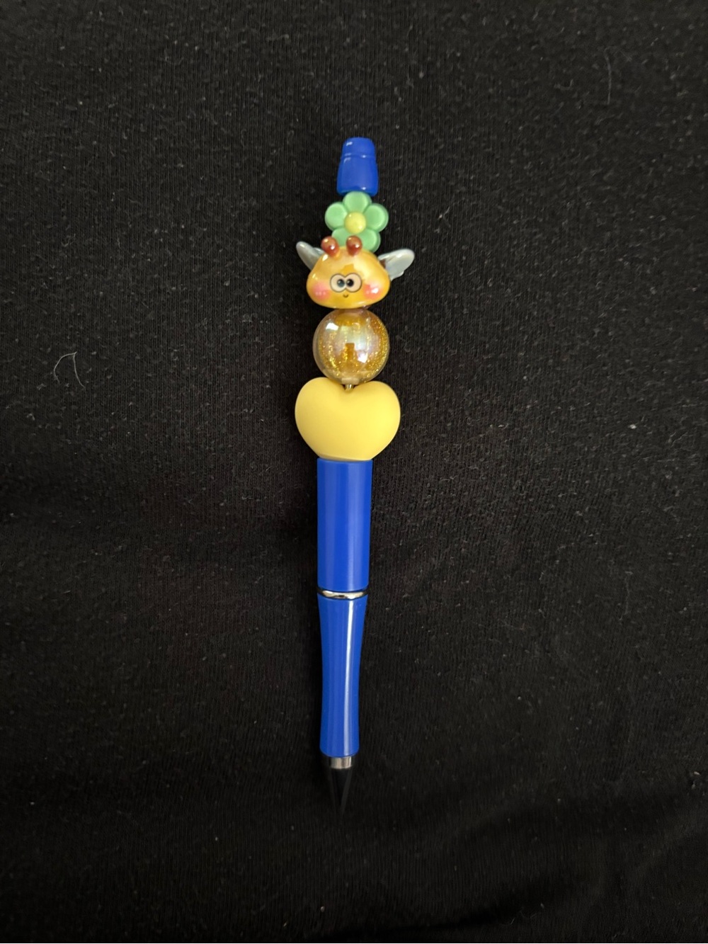 Cute Blue & Yellow Bee Decorative Pen with Character Beads